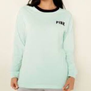 PINK Victoria's Secret Green and Black Long Sleeve Tee. Large. NWT